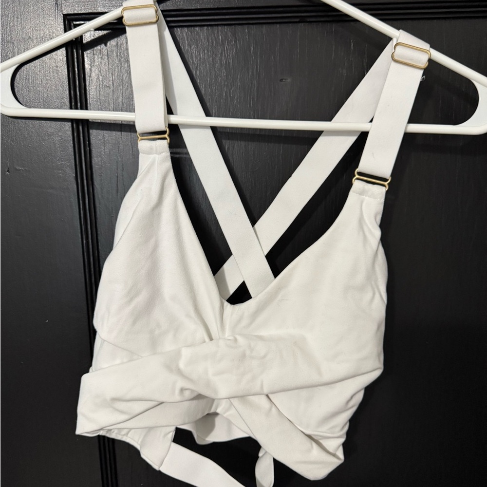 White Cross-Back Crop Top